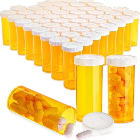 25 Pack 6oz Empty Medicine Bottles with Child Resistant Lids Orange
