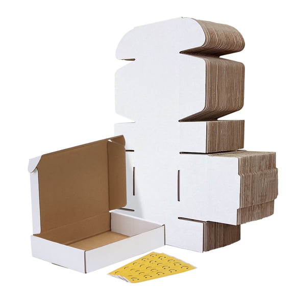 25-Pack 6x6x2-Inch Shipping Boxes White Corrugated Gift Boxes for Business & Party Packaging