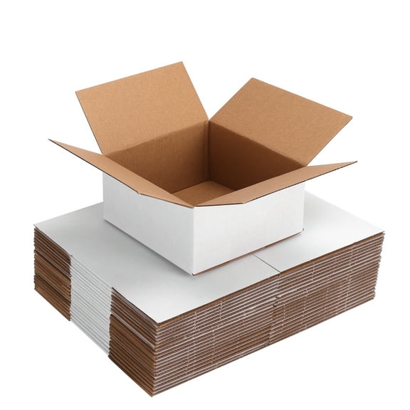 25-Pack 6x6x3 White Corrugated Cardboard Mailer Boxes