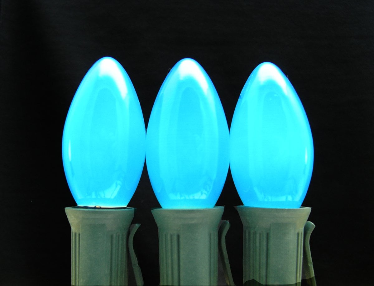 **25 Pack** 7 Watt C9 Ceramic Blue Incandescent Light Bulb, Intermediate Base