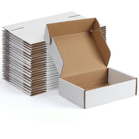 25 Pack 7x5x2 Shipping Boxes, Recyclable Corrugated Cardboard Small Gift Business Boxes, White