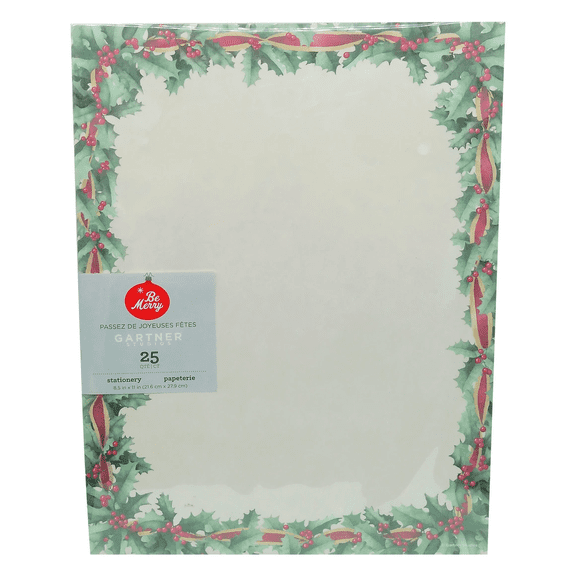 25 Pack 8.5 in x 11 in Assorted Holiday Stationery Paper, Letter Size, Acid Free, Inkjet, Laser Printer Compatible, Great for Invitations, Letters, Announcements, Custom Holiday Designs