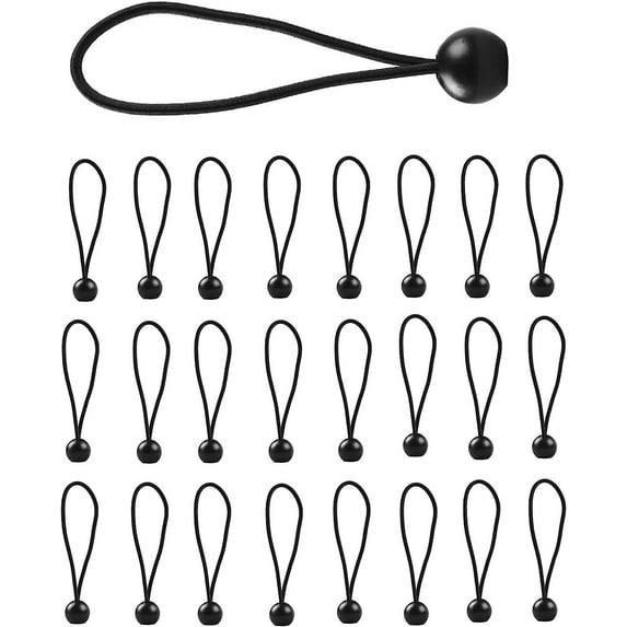 25 Pack 9 Inch Ball Bungee Cords, Heavy Duty Outdoor Natural Latex Tarp Straps with Balls, Tie-Down Bungee Ball Cord to Secure Tarp,Goal Net,Extension Cords,Projector Screen,Boat Canopy, Hoses,Tents