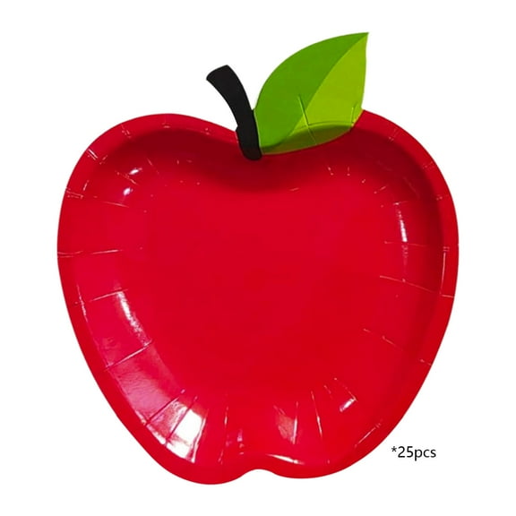 25-Pack 9 Inch Christmas Apple Paper Plates, Disposable Party Tableware, Festive Design, For Holiday Meals