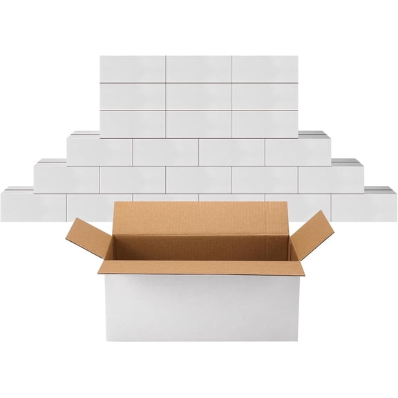 25 Pack 9x4x4 Inch White Shipping Boxes, Corrugated Cardboard Mailer Box for Small Business Mailing DIY