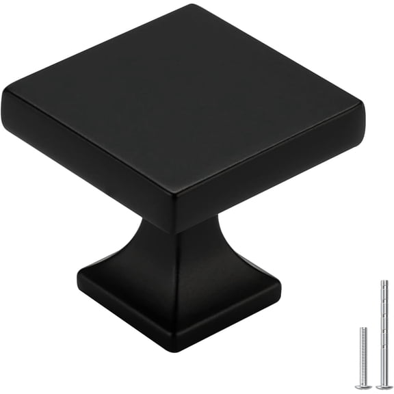 25 Pack Black Cabinet Knobs Matte Black Square Dresser Drawer Knobs Zinc Alloy Kitchen Cabinet Hardware