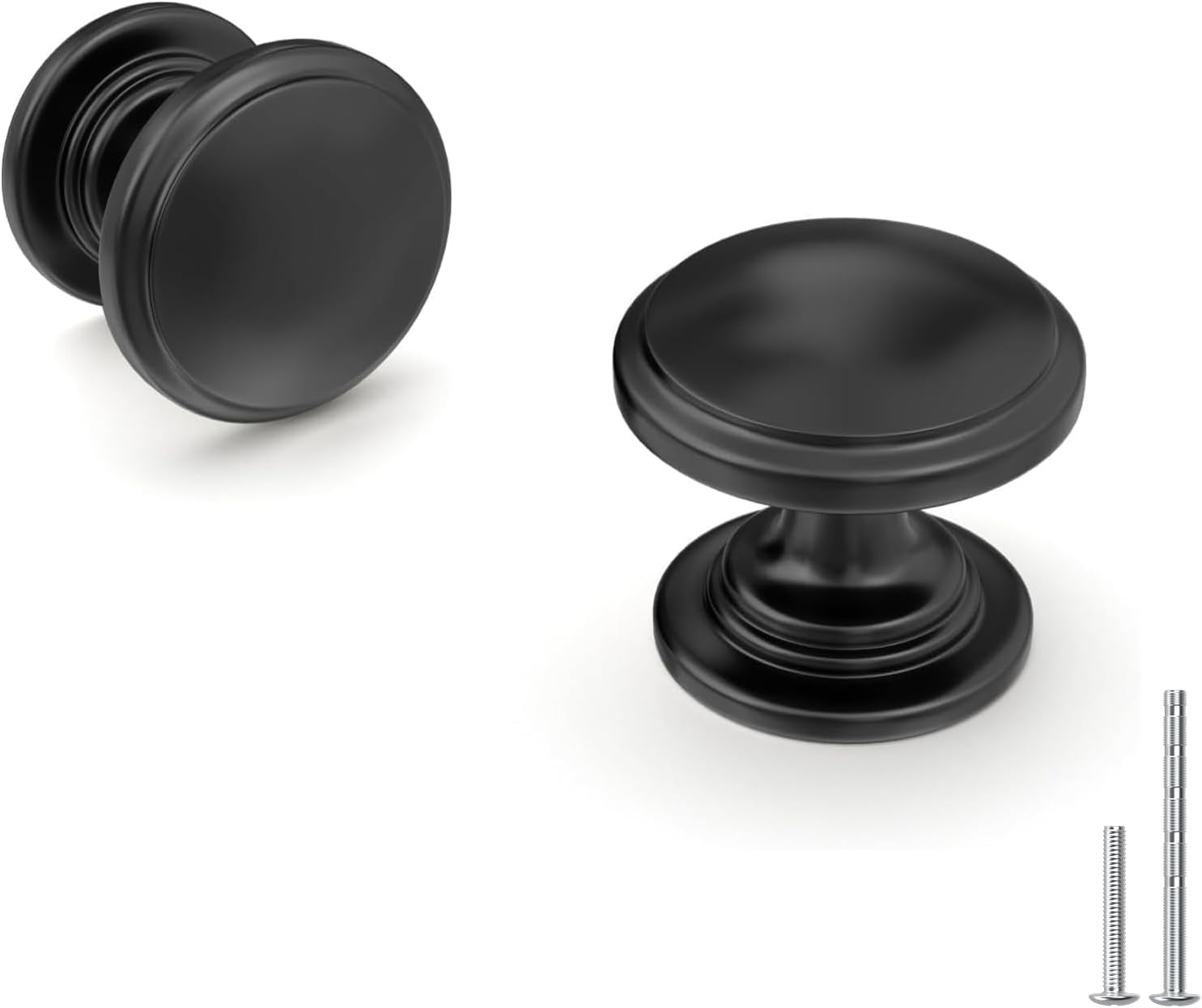 25 Pack Black Cabinet Knobs Round Drawer Knob for Kitchen Cabinets Dresser Matte Black Drawers Pulls Zinc Hardware Handle