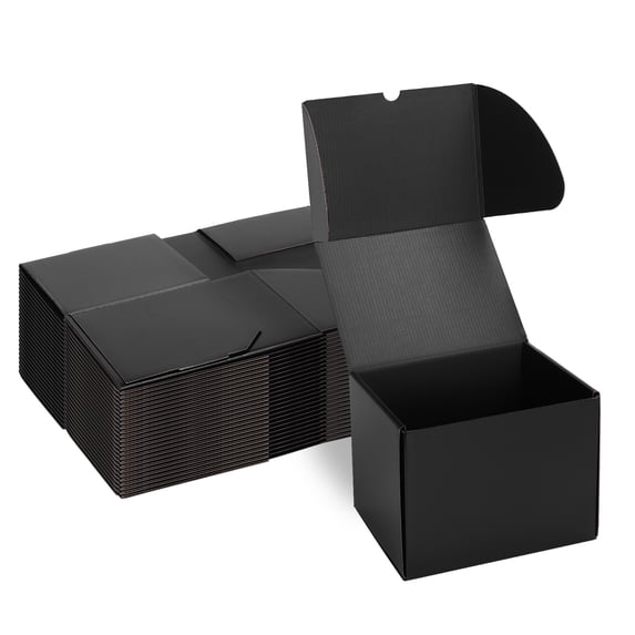 25 Pack Black Corrugated Cardboard Mailer Boxes, 8x6x6 Inches Shipping Boxes for Small Business, Mailing & Gift Packaging
