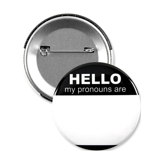 25 Pack - Black Hello My Pronouns Are "Write-In" LGBTQ+ Pinback Button Badges - 2.25 Inch Round