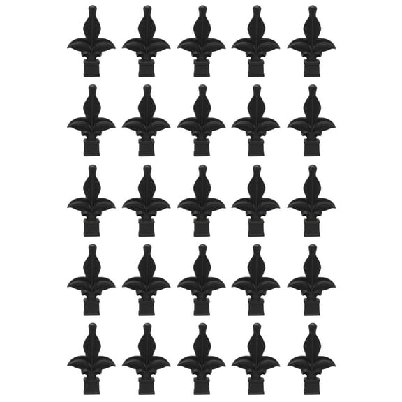 25 Pack Black Plastic 3/4" Fleur De Lis Finial Fence Topper for Wrought Iron Picket Fence 0.75" posts