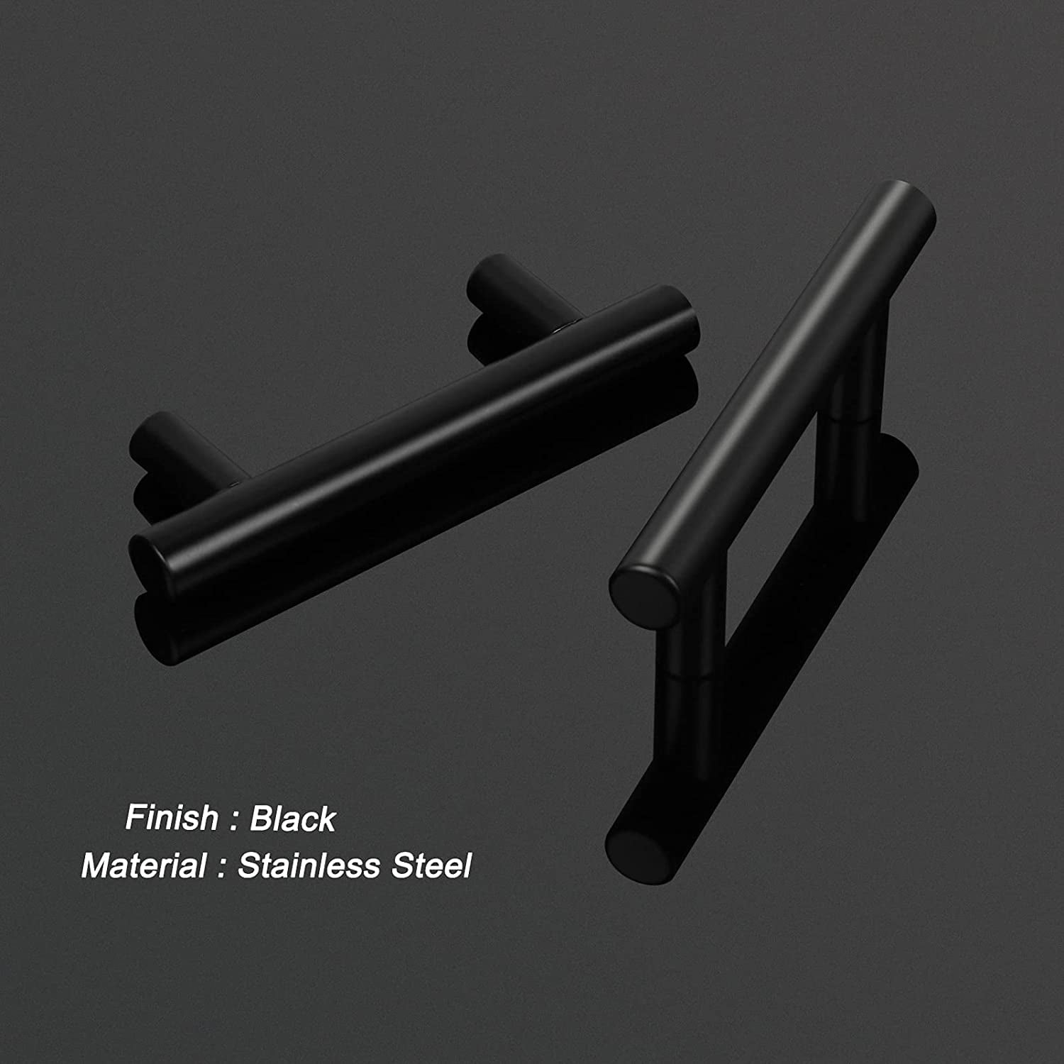 25 Pack Black Stainless Steel Kitchen Door Handles T Bar Drawer
