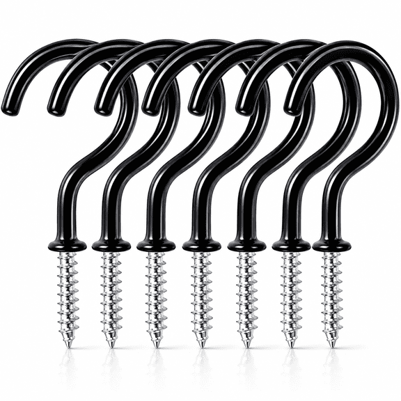 25 Pack Black Vinyl Coated Screw-in Ceiling Hooks for Hanging Plants