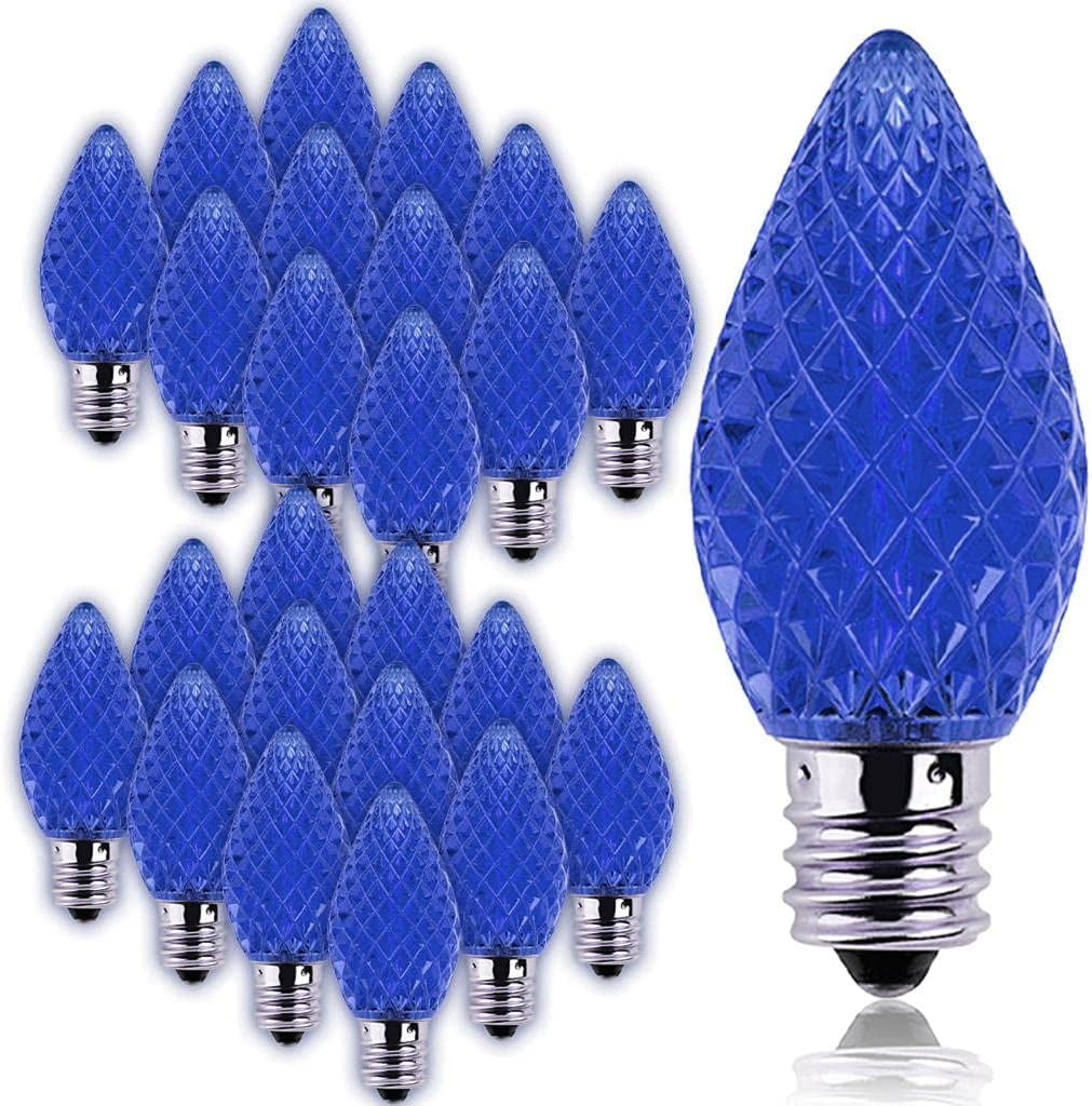 25 Pack Blue LED Candelabra Bulbs E12 Base EcoFriendly Christmas