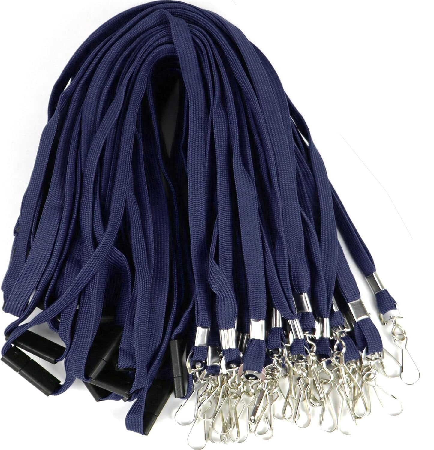25 Pack Breakaway Lanyard With J-hook Bulk Flat Lanyards For Name Tag Id Badges (midnight Blue  25 Pack)