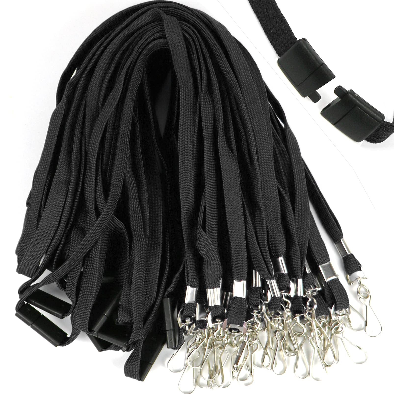 25 Pack Breakaway Lanyard With J-hook Bulk Flat Lanyards For Name Tag Id Badges
