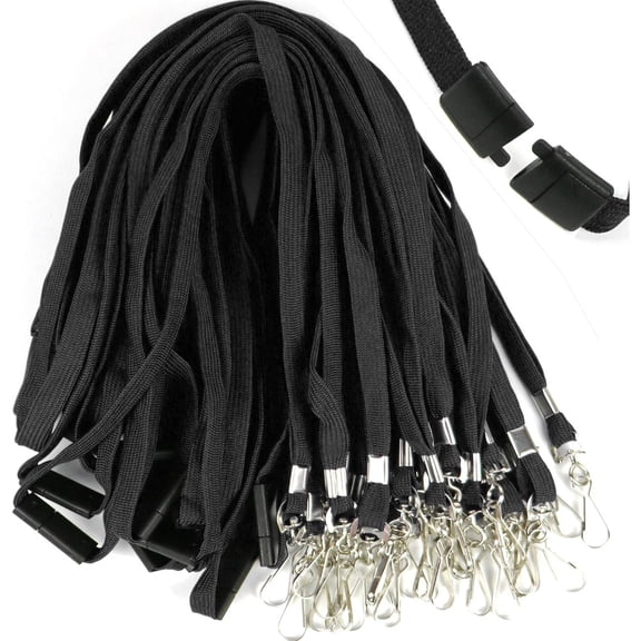25 Pack Breakaway Safety Lanyards with J-Hook, 34" Comfort Strap for ID Badges, Ideal for Office Events and School Field Trips