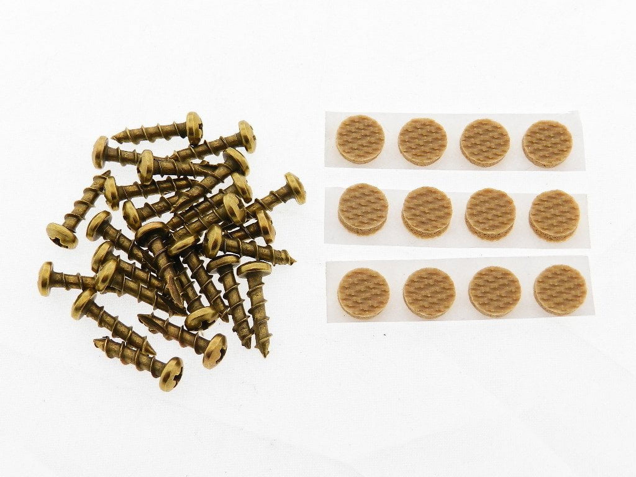 25 Pack Bright Brass Screws And Bumpers 5/8" Self Tapping Phillips Pan