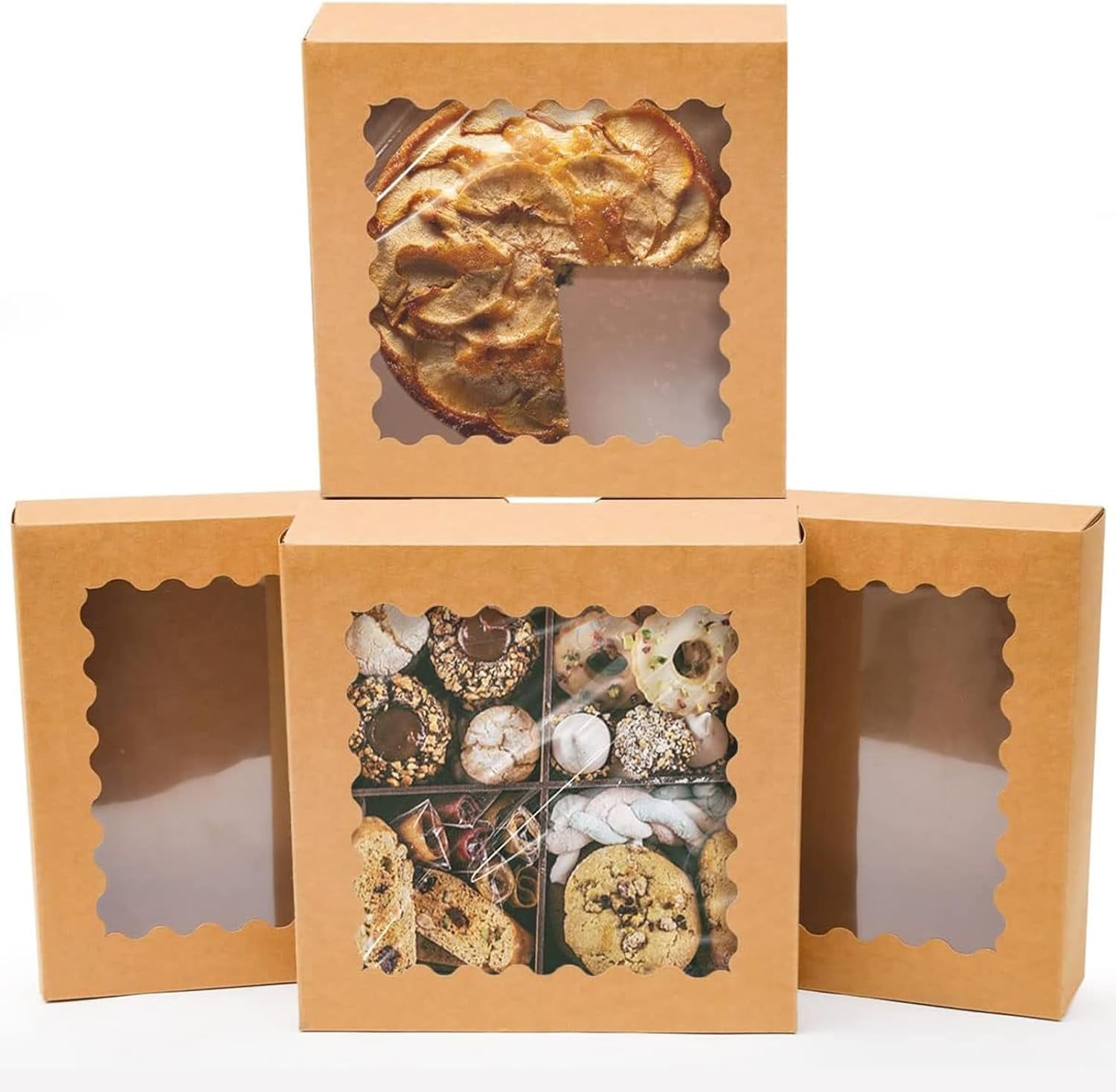25-Pack Brown Bakery Boxes with Windows: Ideal for Weddings, Birthdays ...
