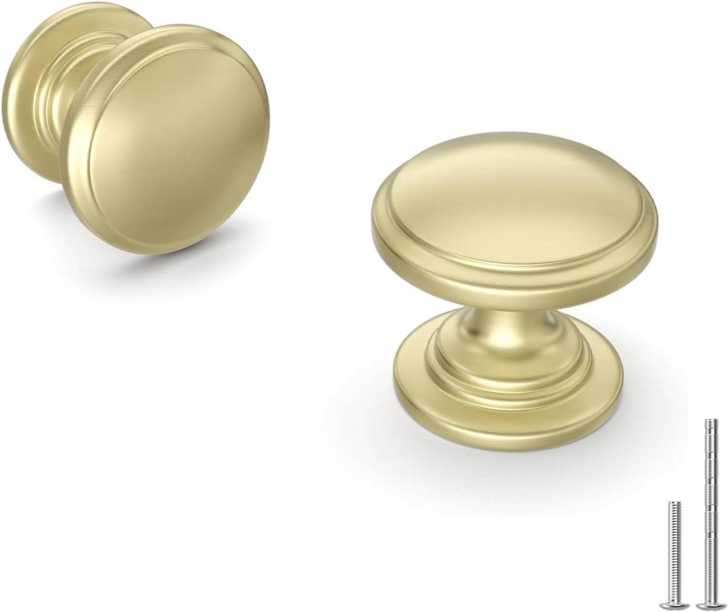 25 Pack Brushed Gold Cabinet Knobs Round Brushed Brass Drawer Knob for Kitchen Cabinets Dresser Matte Gold Drawers Pulls Zinc Hardware Handle