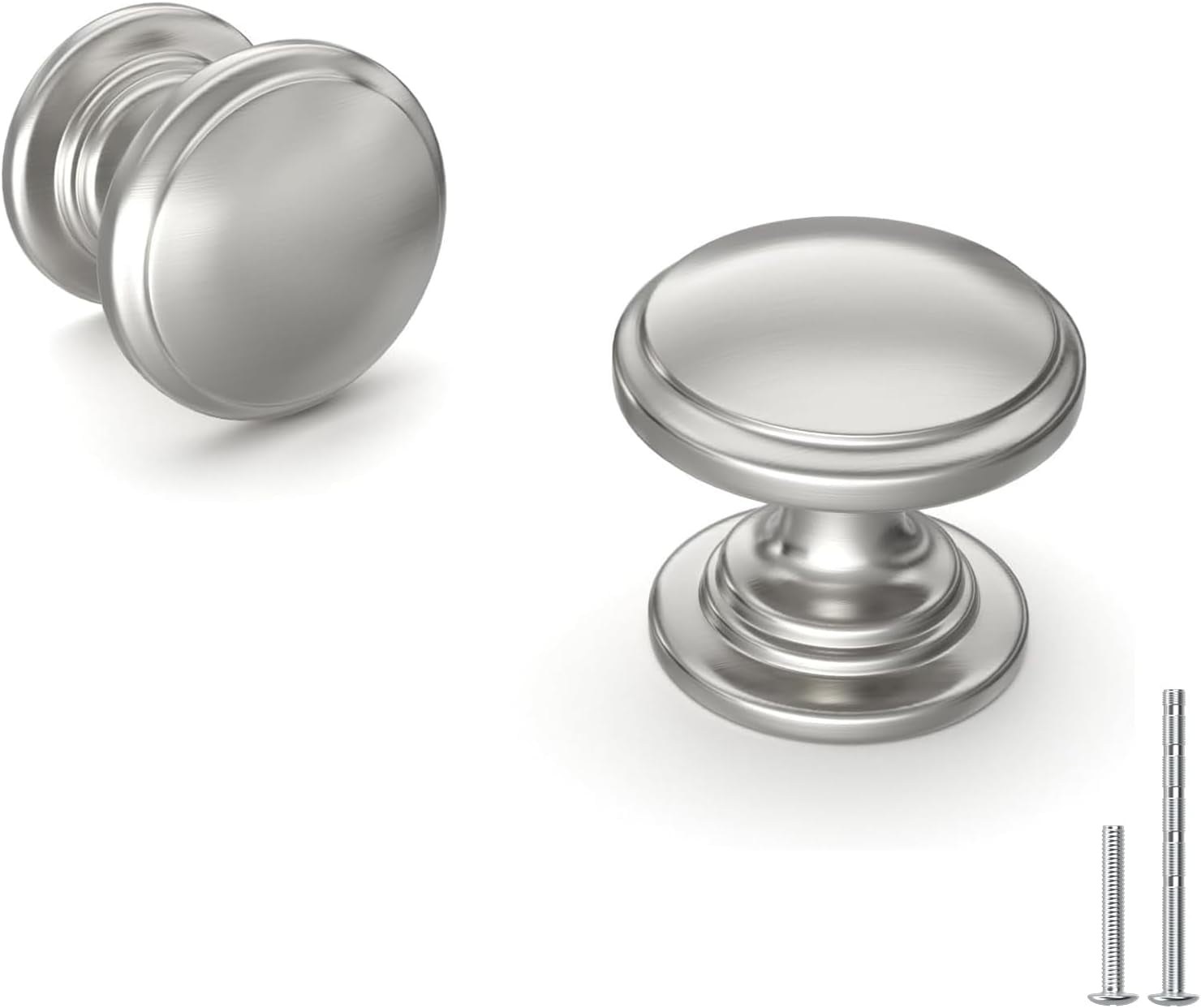 25 Pack Brushed Nickel Cabinet Knobs Sliver Round Drawer Knob for Kitchen Cabinets Dresser Drawers Pulls Zinc Hardware Handle