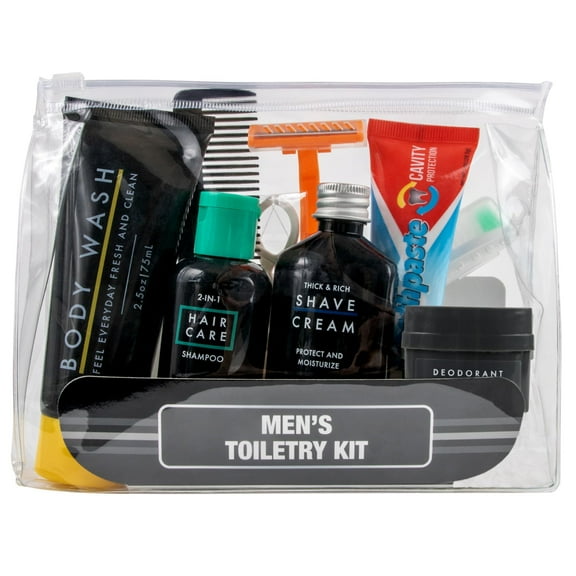 25 Pack of Bulk Wholesale 13 Piece Travel Size Hygiene Toiletry Kits Containing Shampoo, Conditioner, Body Wash, Toothbrush, Toothpaste, Deodorant, Hair Comb & More for Homeless Charity Donation