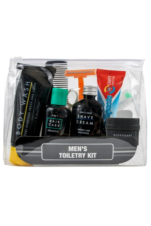 25 Pack of Bulk Wholesale 13 Piece Travel Size Hygiene Toiletry Kits Containing Shampoo, Conditioner, Body Wash, Toothbrush, Toothpaste, Deodorant, Hair Comb & More for Homeless Charity Donation