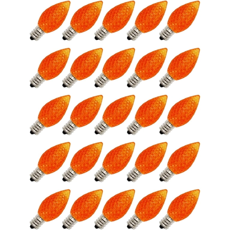 Walmart 25 Pack C7 LED Orange Replacement Bulbs, 0.7W for Christmas ...