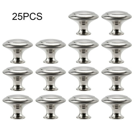 25 Pack Cabinet Door Knobs Brushed Nickel Round Drawer Handle Hardware Stainless Steel with Screw for Kitchen Bathroom Bedroom Silver