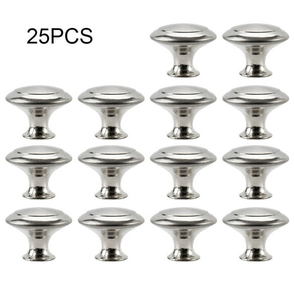 25 Pack Cabinet Door Knobs Brushed Nickel Round Drawer Handle Hardware Stainless Steel with Screw for Kitchen Bathroom Bedroom Silver