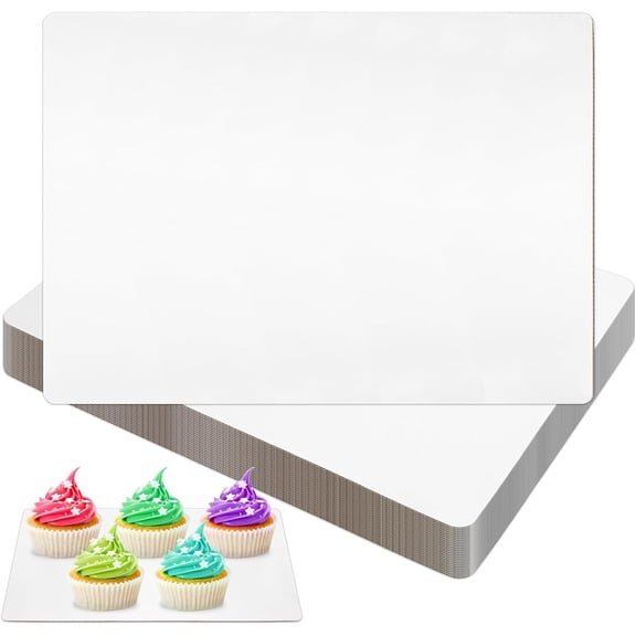 25 Pack Cake Boards Rectangle - 13.38" x 9.84" Quarter Sheet Cake Board - Disposables Greaseproof Cake Cardboard -Corrugated Single Wall Cake Pad for Desserts, Cupcakes, Pizza, Pies
