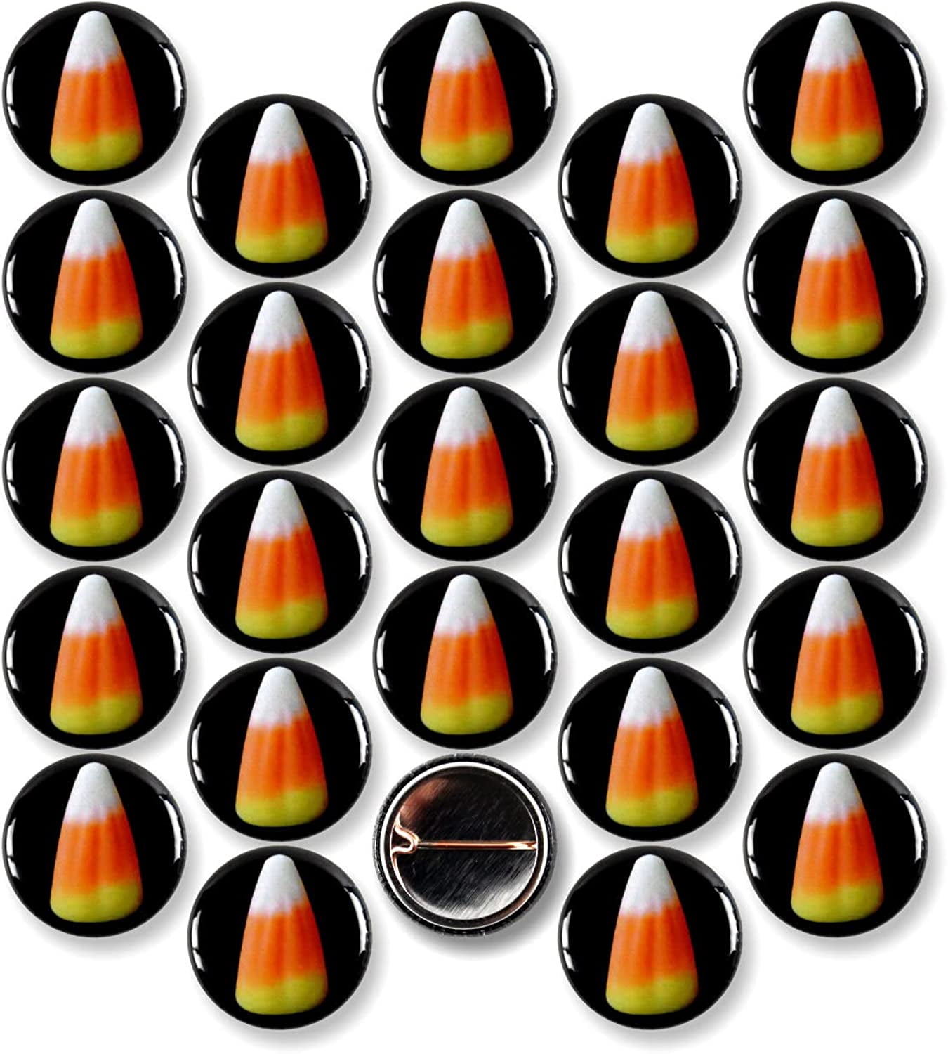 25 Pack - Candy Corn Halloween Pinback Buttons - 1 Inch - Walmart.com