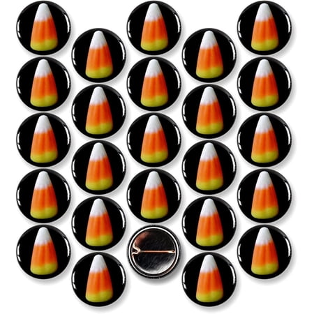 25 Pack - Candy Corn Halloween Pinback Buttons - 1 Inch