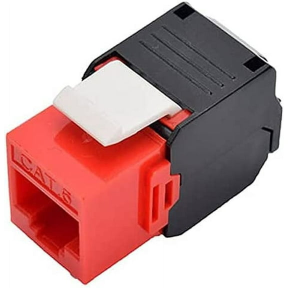 25-Pack Cat6 RJ45 Module Keystone Jack Vertical 180° Network UTP Connectors Red