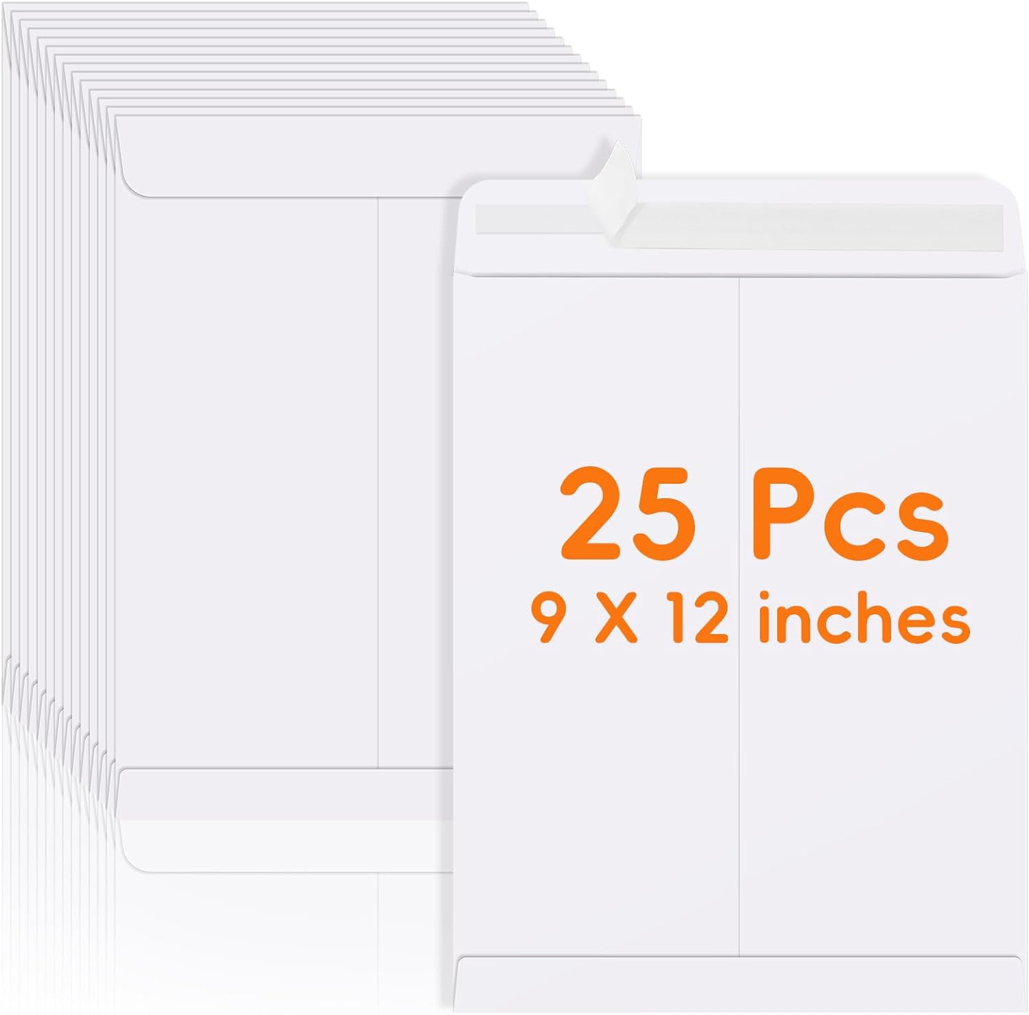 25 Pack Catalog Mailing Envelopes, 9 x 12 Inches SelfSeal White