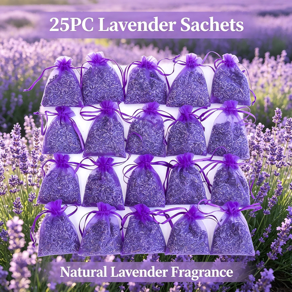 25 Pack Cedar and Lavendar Home Fragrance for Drawers and Closets - Stop Clothes Damage, Cedar Chips and Natural Dried Lavender Sachets Bags
