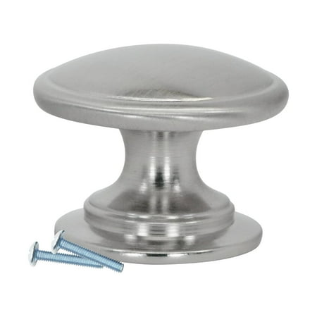 25 Pack Classic Mushroom Top Brushed Nickel Cabinet Hardware Knob, 1-1/4 Inch Diameter