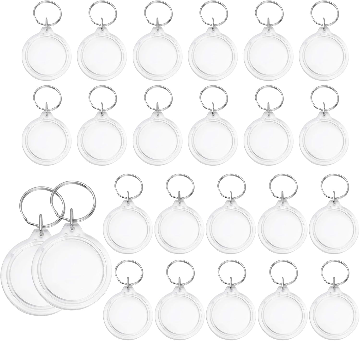 25 Pack Clear Blank Acrylic Photo Insert Picture Frame Keyring Key Chains Keychains Insert Personalised Custom Keychains with Split Ring for Family & Friends Gifts DIY Craft
