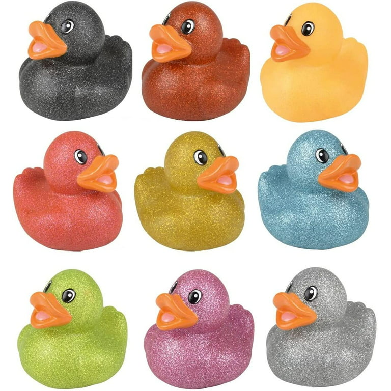 (25 Pack) Colorful Glitter Rubber Duckies (2) Assorted Neon Color Squeaky  Ducks Ducky Duck
