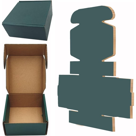 25 Pack Corrugated Packaging Box Mailers Shipping, Green Recyclable Cardboard Small  Mailer Boxes for Shipping Packaging Craft Gifts Giving Products (4x4x2 inch, Green)