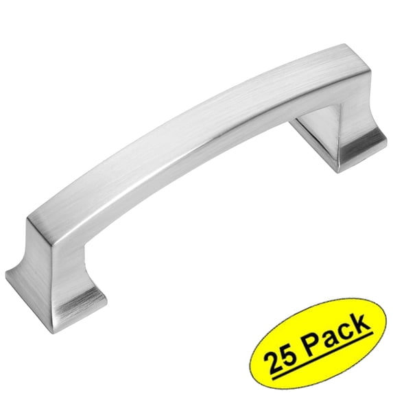 25 Pack - Cosmas 755-3SN Satin Nickel Contemporary Cabinet Hardware Handle Pull - 3" Inch (76mm) Hole Centers