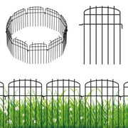 25 Pack Decorative Garden Fence, 25ft Total No Dig Arched Animal Barrier, Rustproof Black Metal Wire Fencing for Yard, Patio, Vegetable Garden