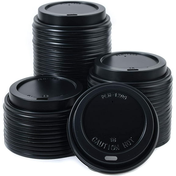[25 Pack] Disposable Black Dome Lids for Disposable Paper Hot Cups for 10oz - 20oz - Universal Size Fits most 10 - 20oz Cups - Great for Coffee Shops, Restaurants, Office, Travel, Togo by EcoQuality
