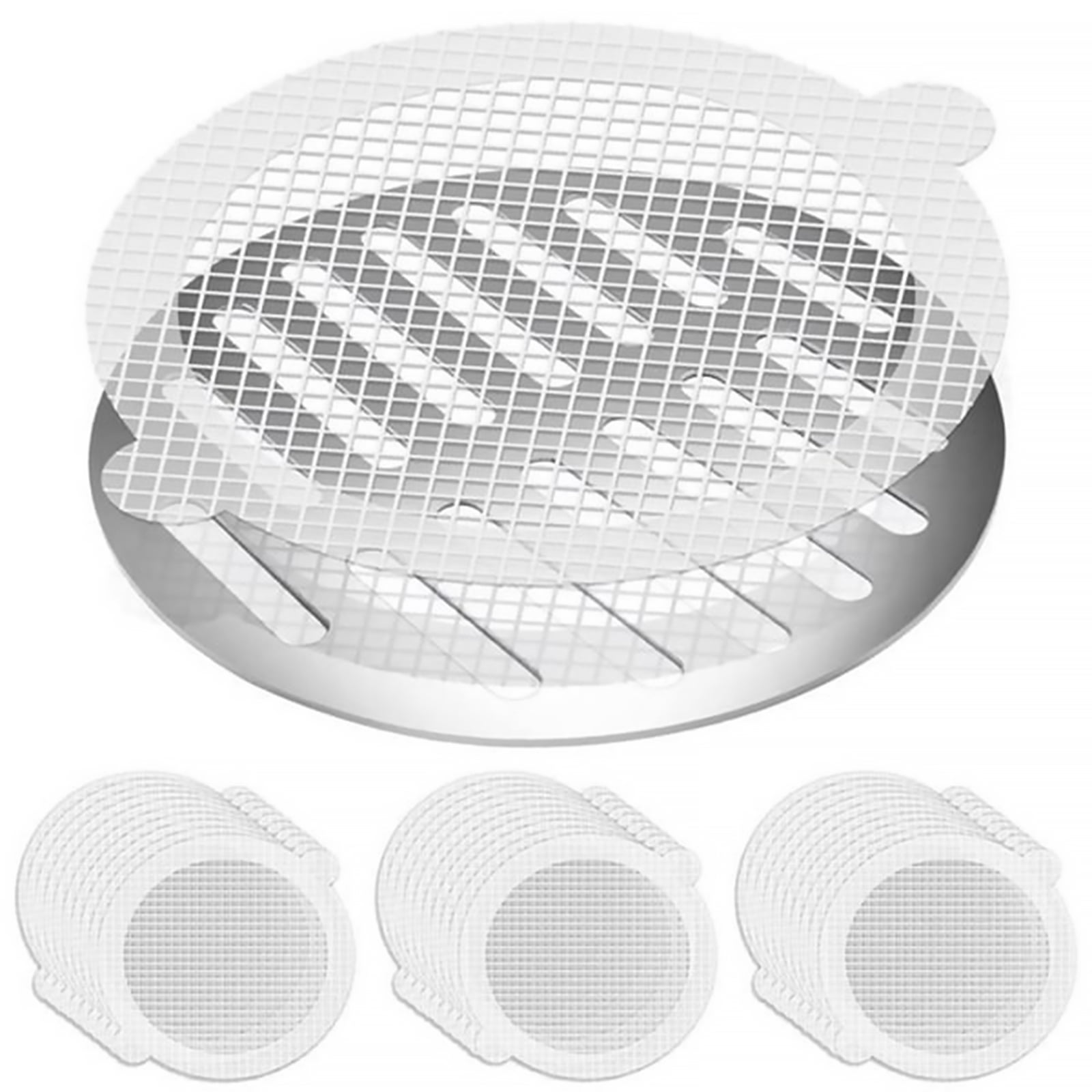 COMMON'H Disposable Hair Catcher for Shower Drain , 25 Pack, 3 1/2 Inch  Mesh Shower Drain Covers, Stick on Bathroom Hair Catchers Drain Protector