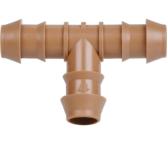 25 Pack Drip Irrigation Barbed Tee Fittings (17mm) for 1/2" Drip Hose(0.600”ID) ,Sprinkler Tubing Connector for Drip System