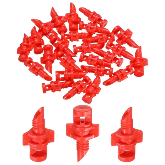 Uxcell 25-Pack Drip Irrigation Emitters, Adjustable 360 Degree Plastic Micro Sprinkler Heads for Garden Lawn [Red]