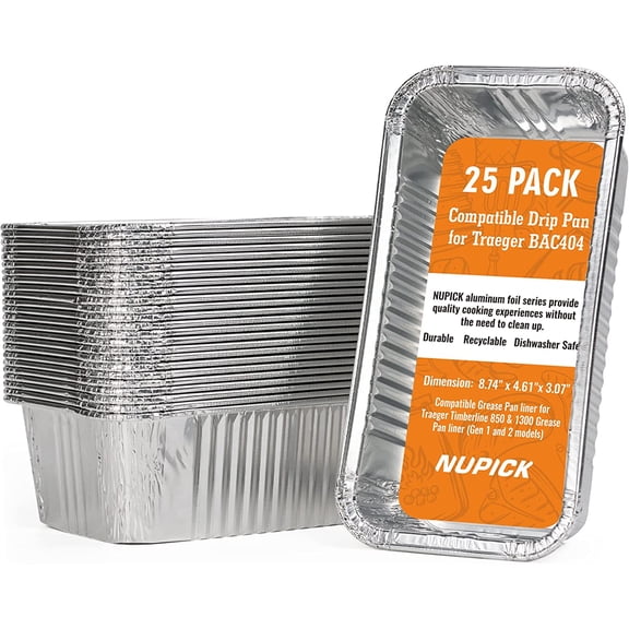 25 Pack Drip Pans for Traeger Timberline 850 & 1300 Grease Pan Liner (Gen 1 and 2 Models), BAC404/BAC582 Grill Drip Trays