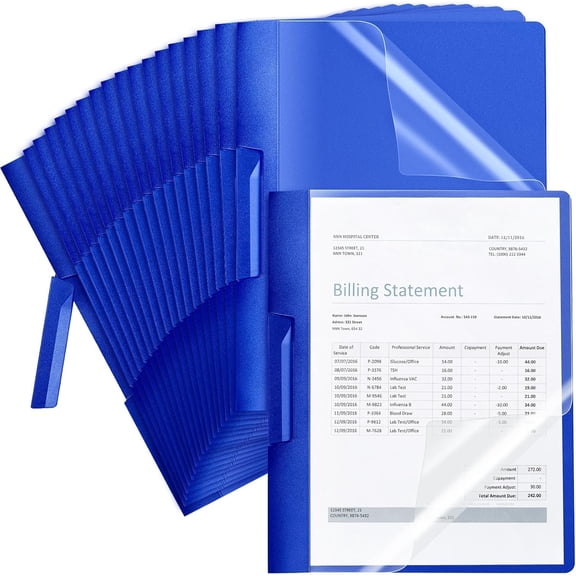 25 Pack Durable Clear Report Covers with Clip 11 x 9 Inch Resume Portfolio Folder Letter Size Presentation Folder Transparent Front Report Blinder Interview School Business Student (Blue)