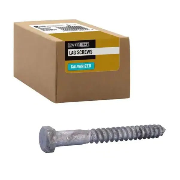 25 Pack EVERBILT 5/16 in. x 4 in. Hex Galvanized Lag Screws Bolts 271395 803840