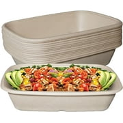 (25 Pack) EcoQuality 29oz Disposable Bowls - Rectangular Compostable Sugarcane Fiber Biodegradable Paper Bowls Eco-Friendly Oblong Take Out Food Containers, Food Storage, Microwave Safe, Meal Prep