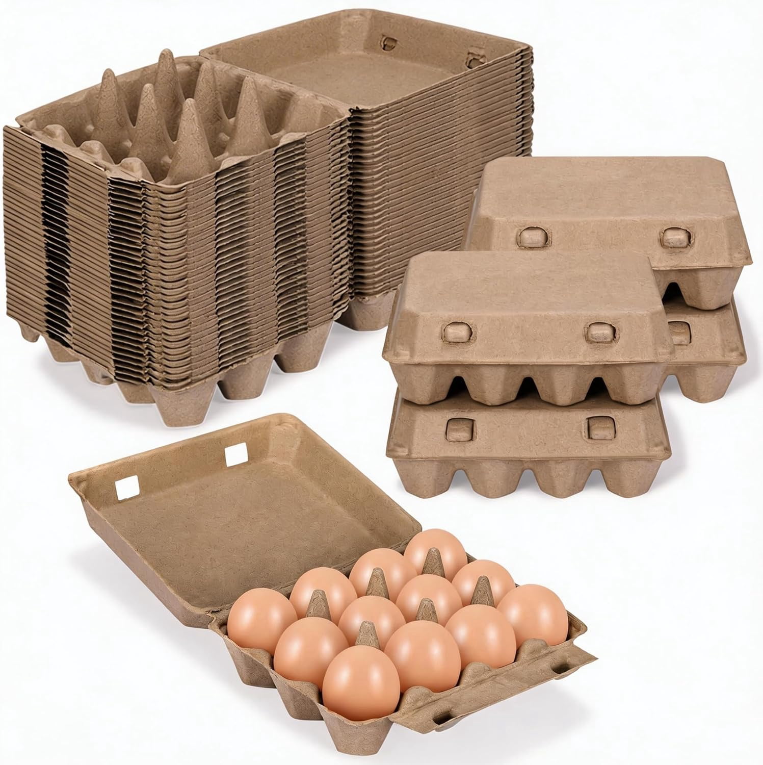 25 Pack Egg Cartons Cheap Bulk, 3x4 Style Egg Storage Containers Holder, Sturdy Natural Pulp Material Perfect for Storing Extra Eggs